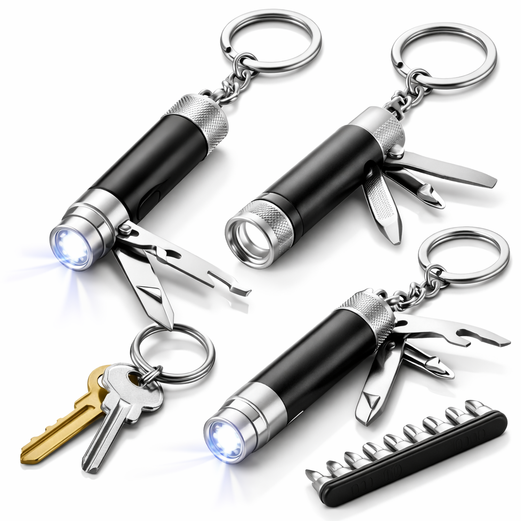 LED Torch Keyrings with Tools