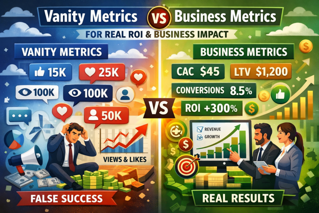 Vanity Metrics vs Business Metrics for Real ROI & Business Impact